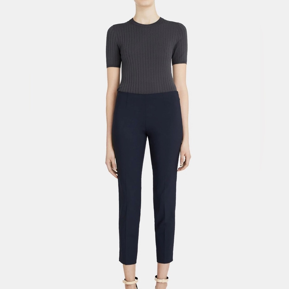 THEORY Belisa Pant In navy Stretch Wool size 6 / NWT